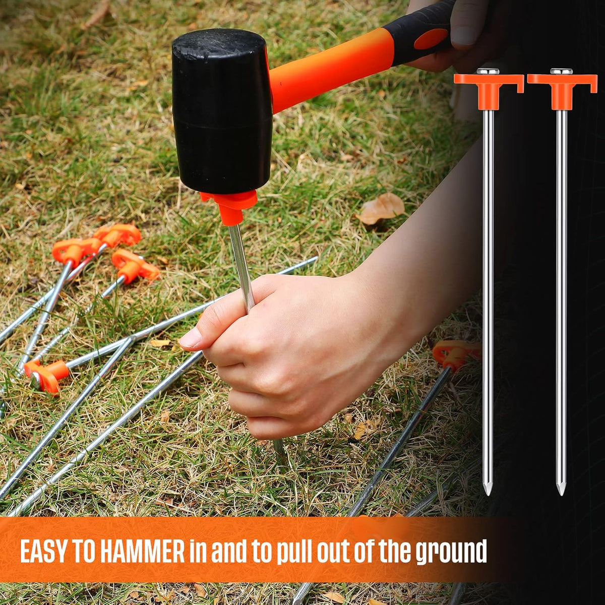 Cart In Mart 10 Pack Tent Stakes Heavy Duty Pegs 27cm For Camping Yard With 12m Ropes