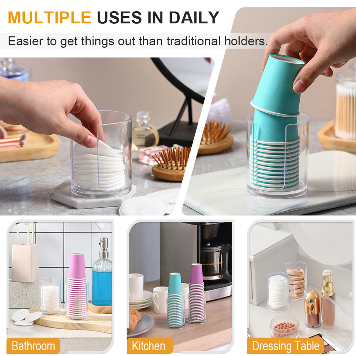 Cart In Mart 2 Pack Clear Acrylic Bathroom Cup Holder Mouthwash Paper Cups Dispenser