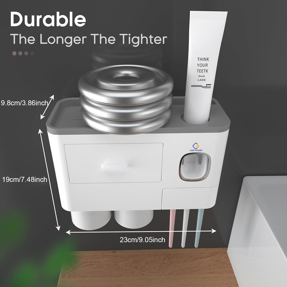 Cart In Mart Toothbrush Holders With Automatic Toothpaste Dispenser 2 Cups,Tray & Drawer