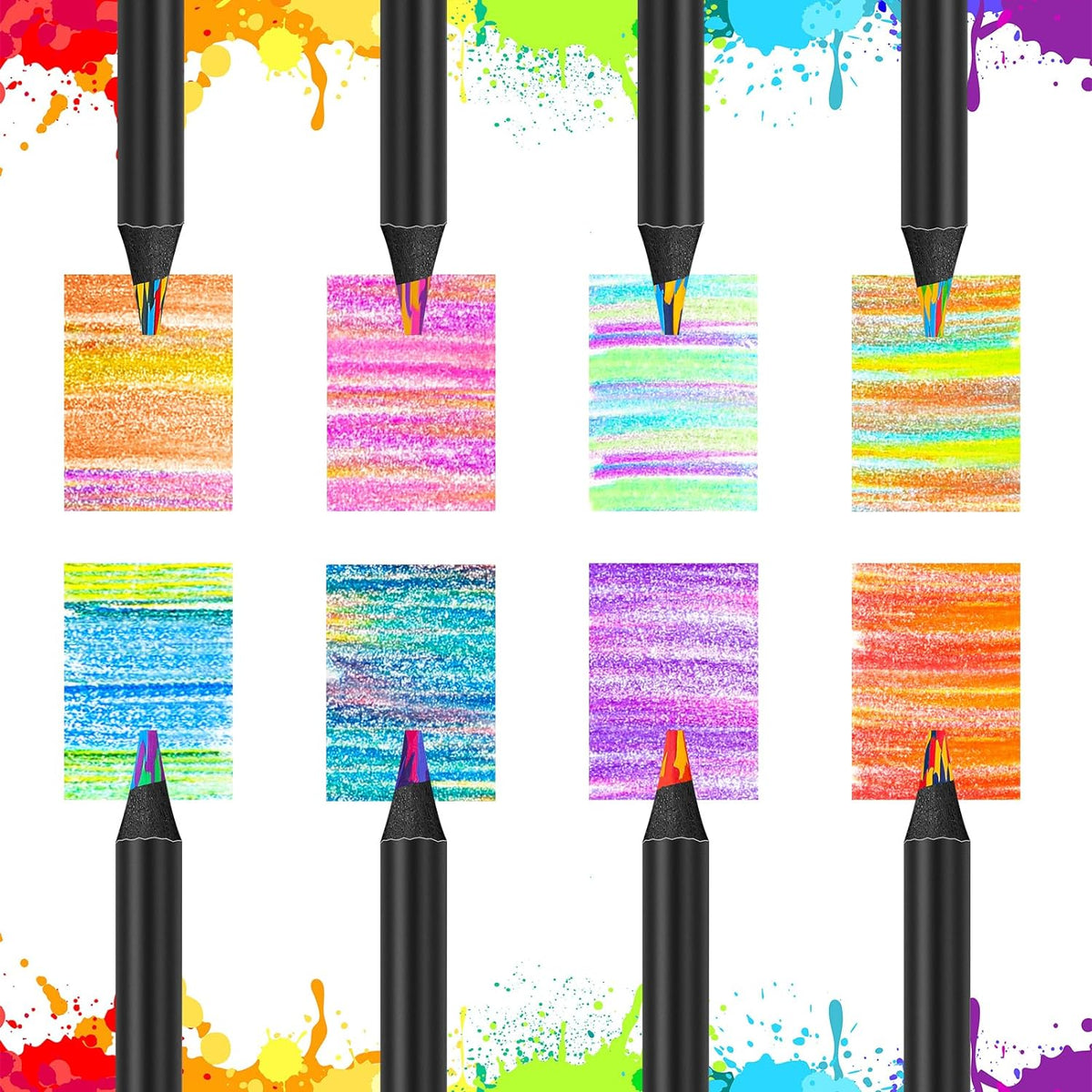 Cart In Mart 8 Piece Rainbow Colouring Pencils Jumbo Multi Colored Pencils & Sharpner