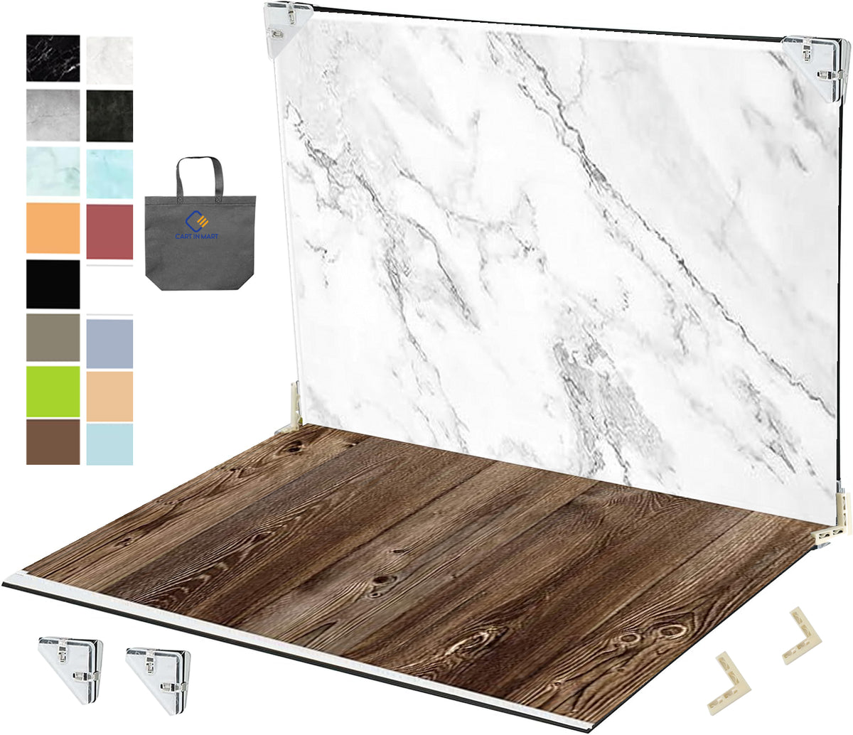 Cart In Mart Tabletop Photo Board Backdrop Kit Small Product Photography with 16 Pattern