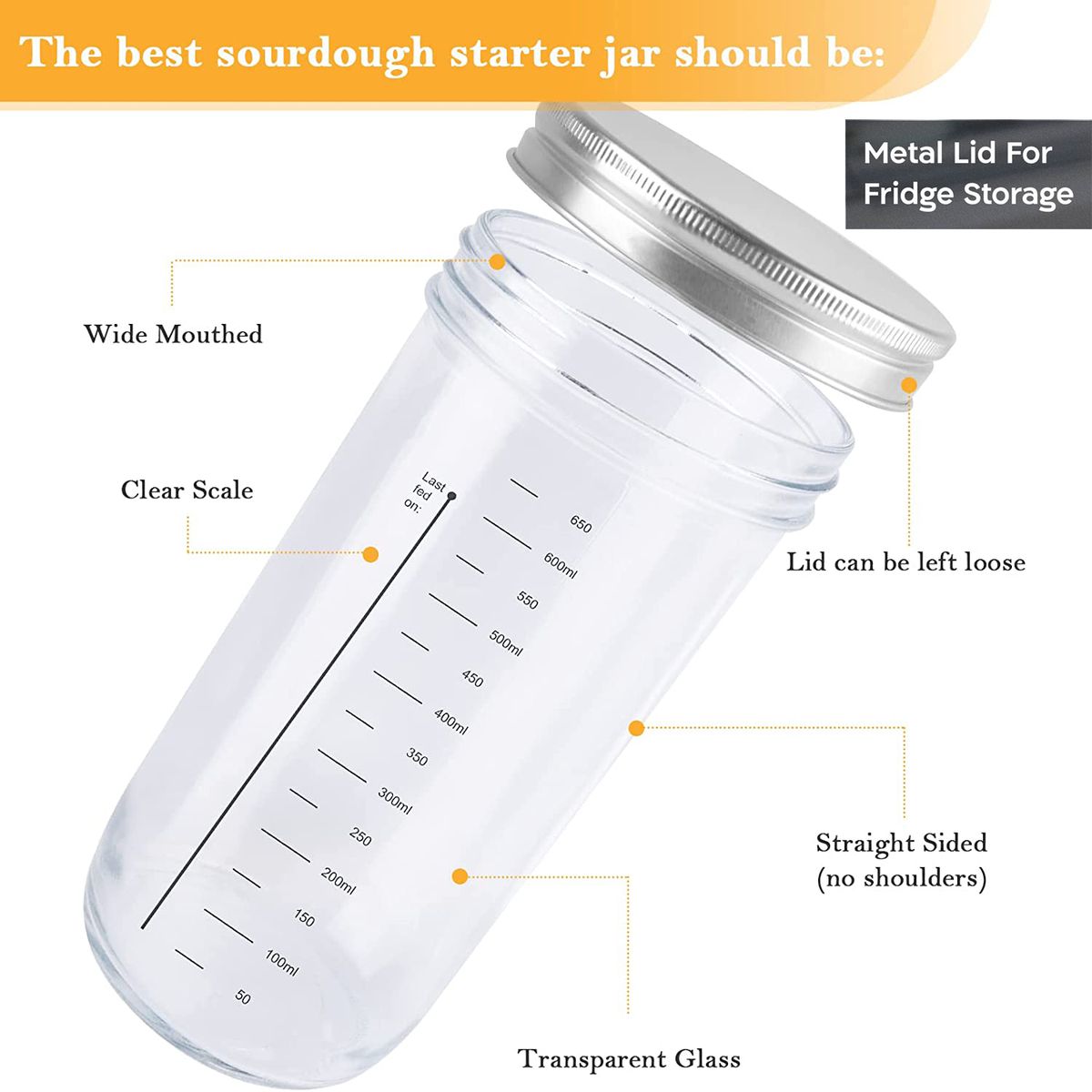 Cart In Mart Sourdough Starter Jar Kit With Thermometer, Scrapper, Cloth Cover, Cleaner