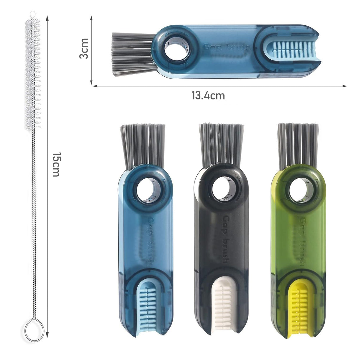 Cart In Mart 4 Piece 3 in 1 Bottle Tumbler Cup Lid Gap Cleaning Brush Set Multipurpose