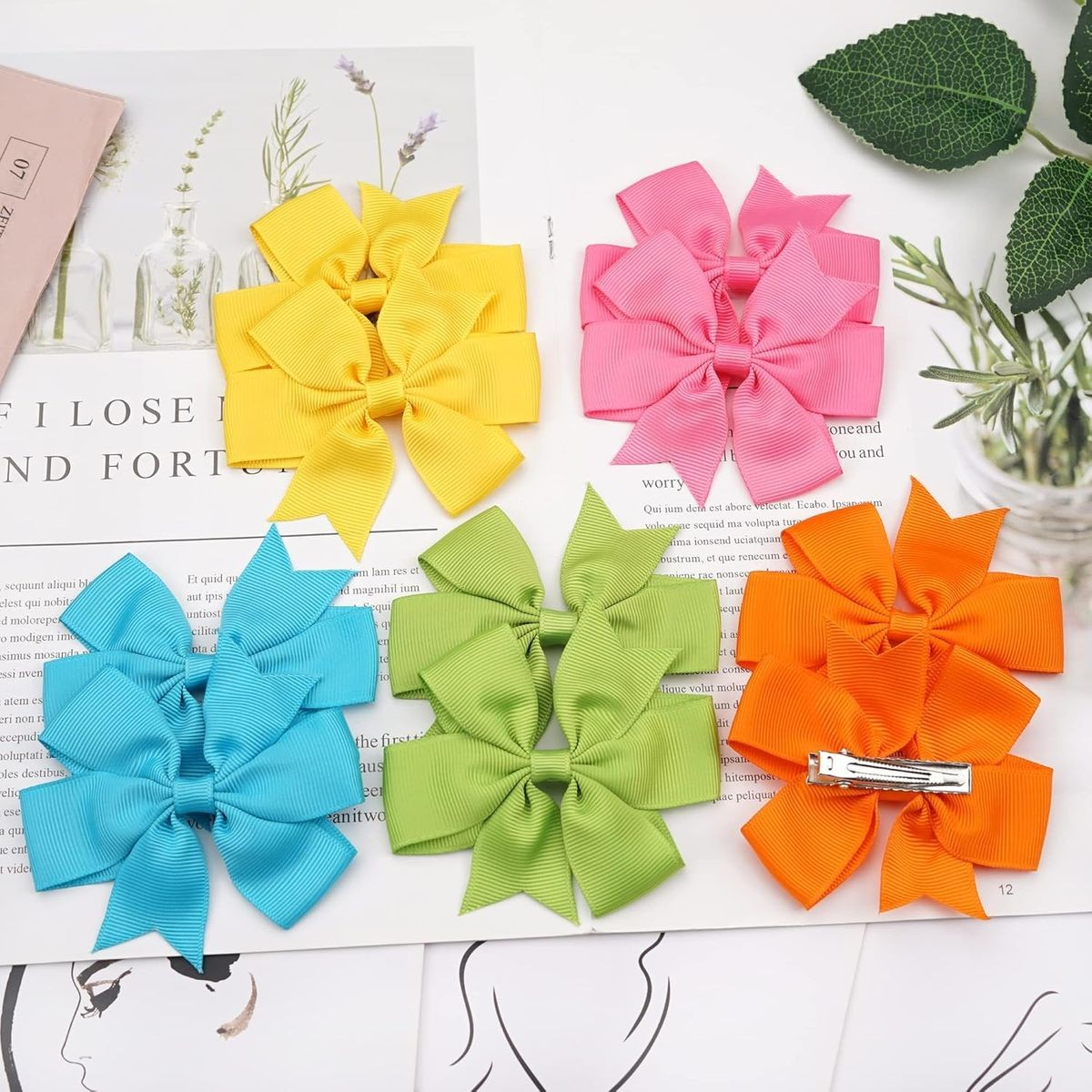 Cart In Mart 40 Pack 8.4cm Hair Bows For Baby Girls Alligator Clips Grosgrain Barrettes