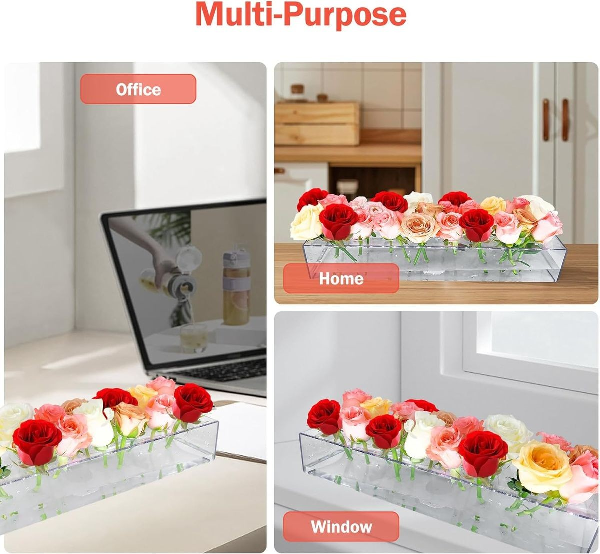 Cart In Mart 2 Pack Clear Acrylic Flower Vase With 16 Holes For Home Wedding Decor