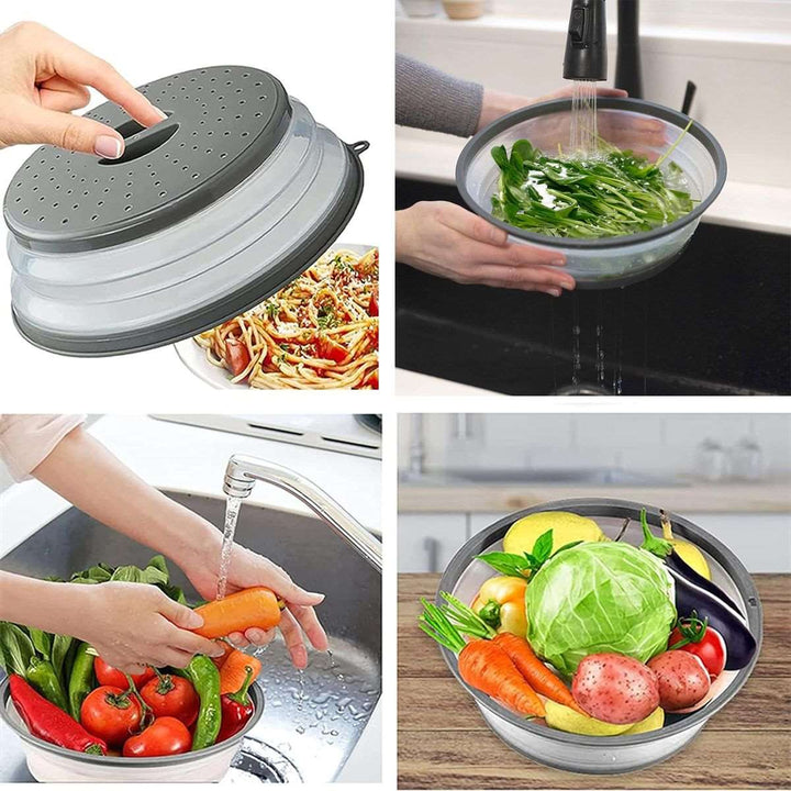 3 Piece Collapsible Microwave Food Splatter Cover, Silicone Mat & Brush