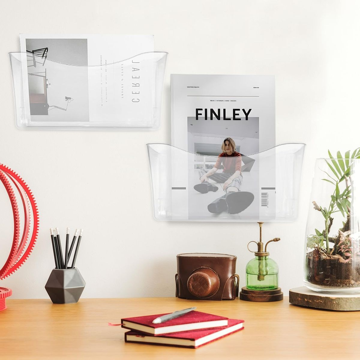Cart In Mart 3 Pack Clear Acrylic Wall Mount Hanging File Organizer Holder Single Pocket