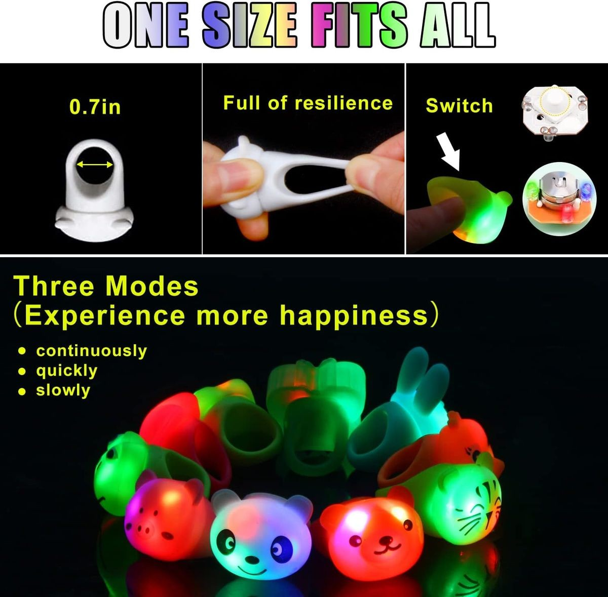 Cart In Mart 30 Pack LED Light Up Bumpy Rings Glow in The Dark Kids Party Favor Supplies
