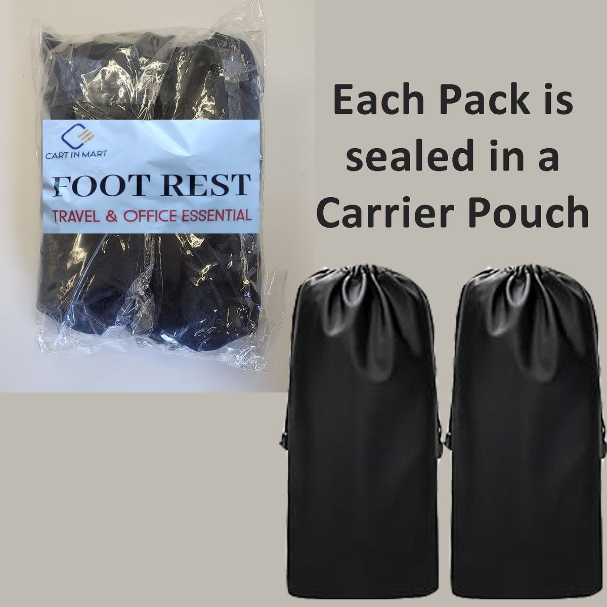 Cart In Mart 2-Pack Airplane Foot Rest Hammock (Memory Foam) For Travel Office Desk Home