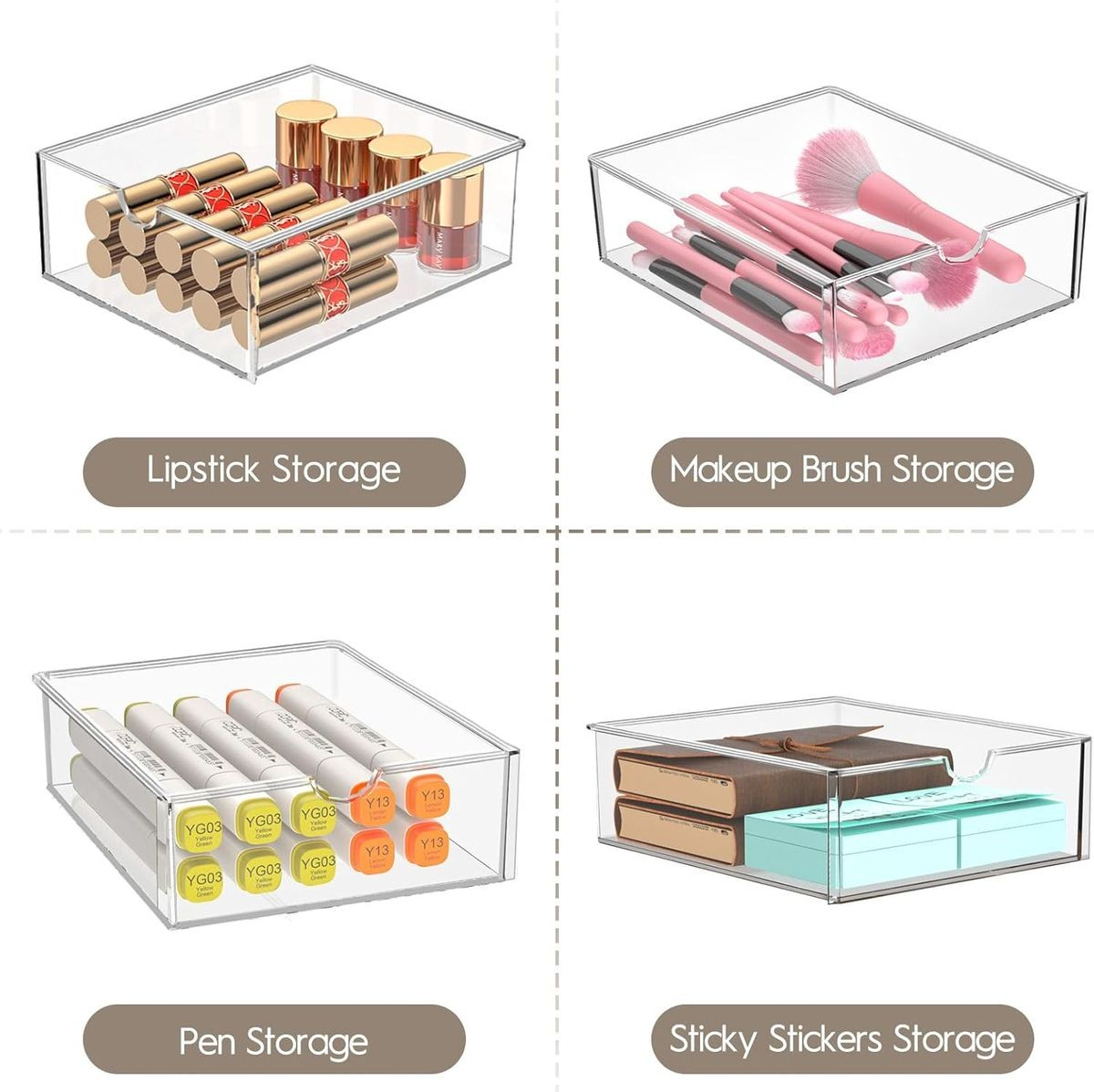 Cart In Mart 20 Drawer - 4 Sets Clear Makeup Organizers Multipurpose Stackable Storage