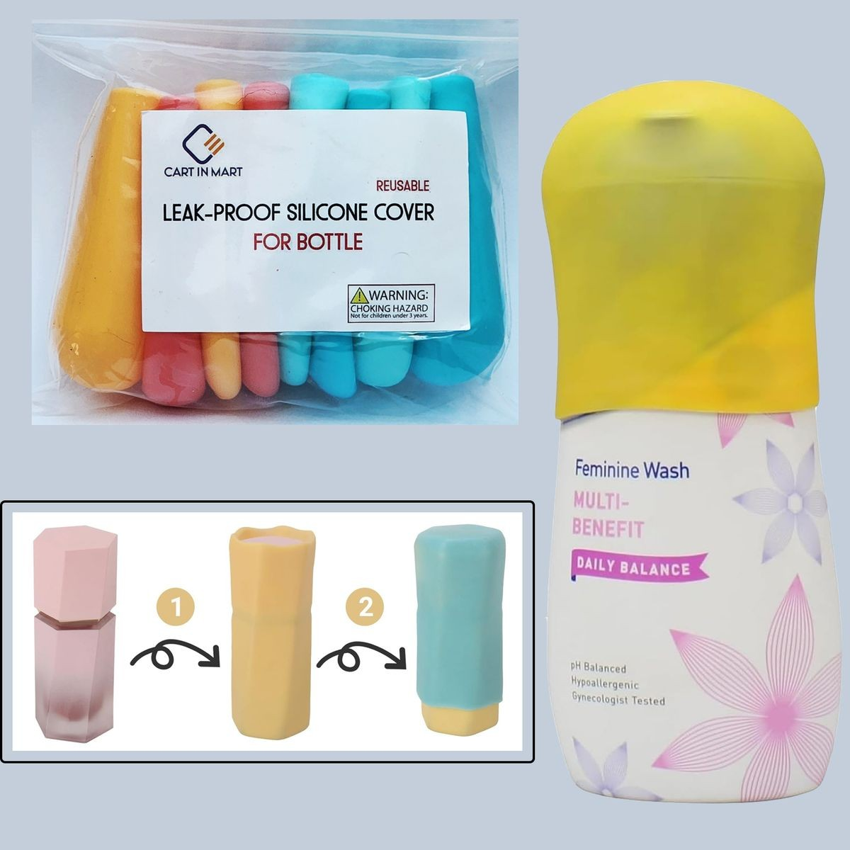 Cart In Mart 8 Pack Silicone Bottle Covers For Leakproof Travel Essentials For Women Men