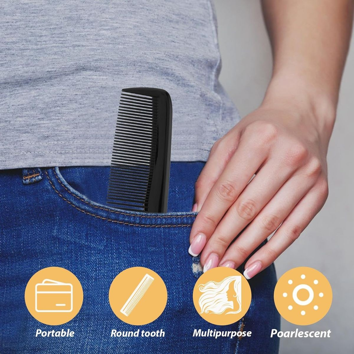 12-Pack Pocket Hair Combs | Fine-Tooth Travel Combs for All Hair Types | Cart In Mart