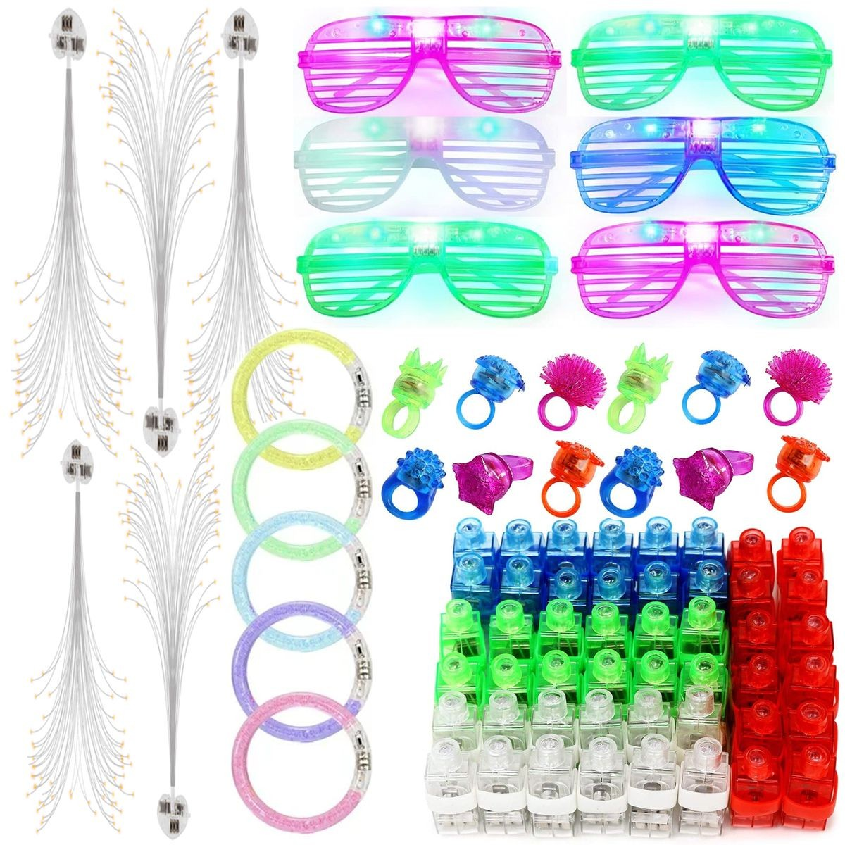 Cart In Mart 78 Piece Glow In The Dark LED Light Up Toy Bulk Party Favors For Adult Kids