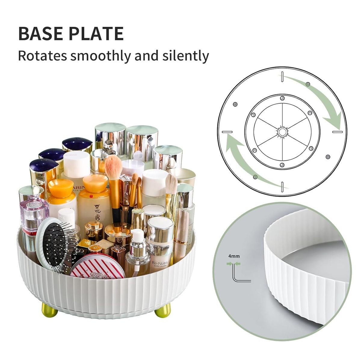 Cart In Mart 360 Rotating Bathroom Organizer Makeup Storage Tray For Perfume Cosmetics