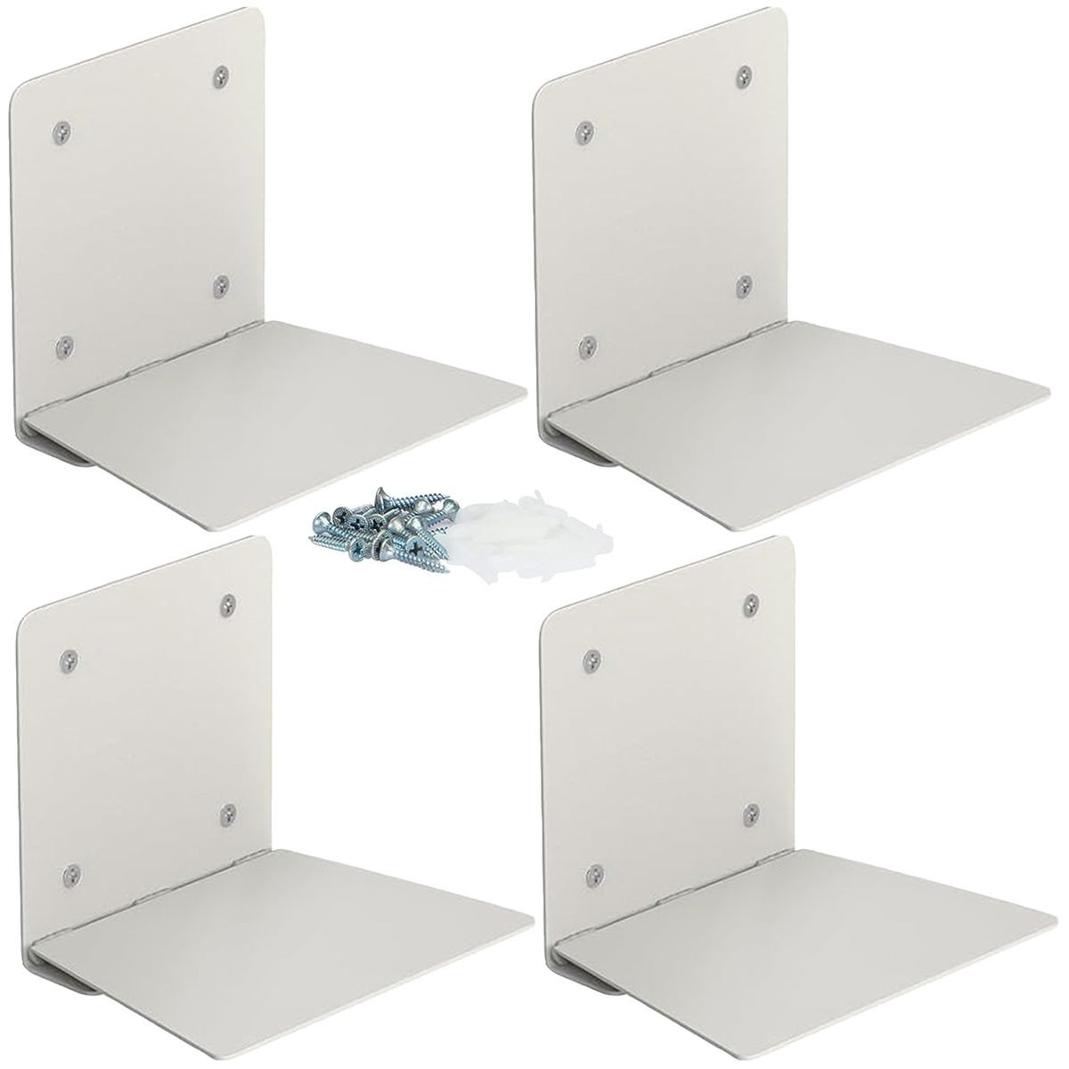 Cart In Mart 4 Pack Invisible Iron Floating Bookshelves Wall Mounted Hanging Shelf_White