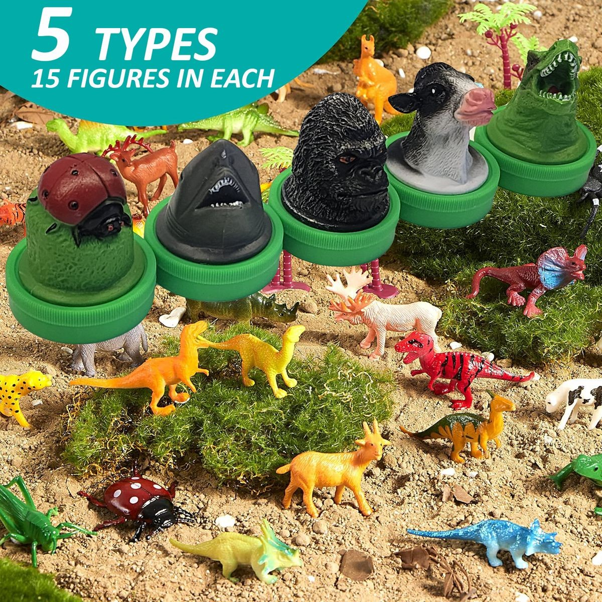 Cart In Mart Small Animal Figures Toys Party Favor- Sea, Zoo, Farm,Dino, Insect - 75 Piece