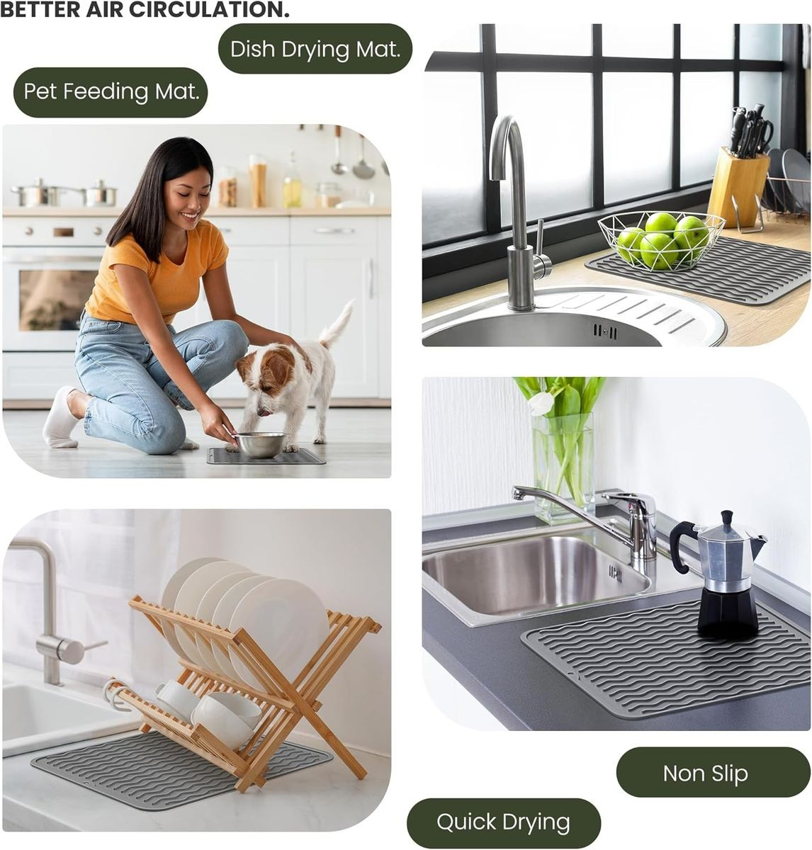 Cart In Mart 2 Pack Silicone Dish Drying Mat- Heat Resistant Multipurpose Liner-30x40cm