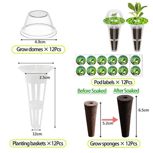48-Piece Hydroponic Seed Pod Kit | Grow Sponges, Baskets & Domes | Cart In Mart