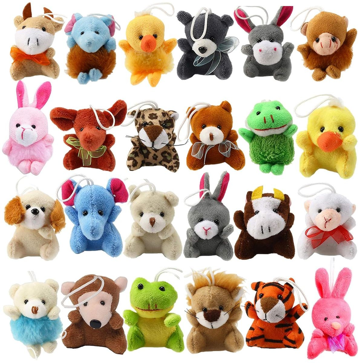 Cart In Mart Kids' Mini Animal Plush Toy Bulk Party Favor Stuffed Plushies - 24 Pack