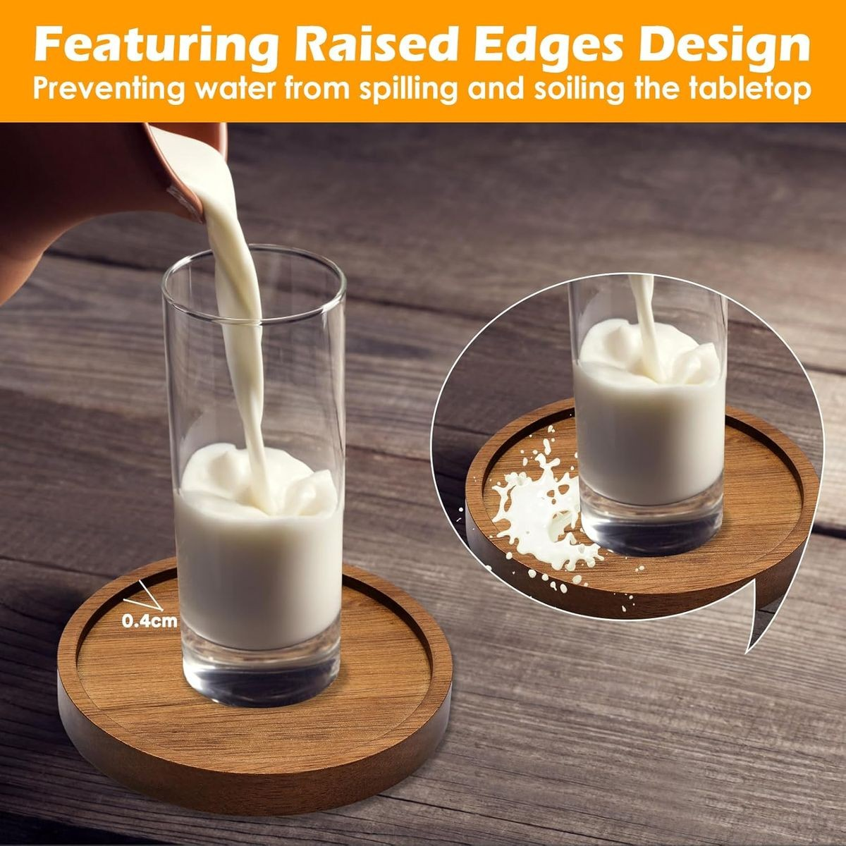 Cart In Mart 6 Pack Wooden Drink Coasters With Holder For Cups Barware Coffee Cups Mugs