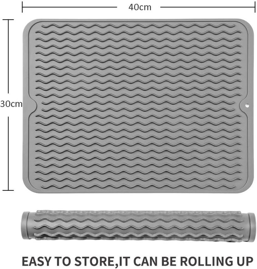 Cart In Mart 2 Pack Silicone Dish Drying Mat- Heat Resistant Multipurpose Liner-30x40cm