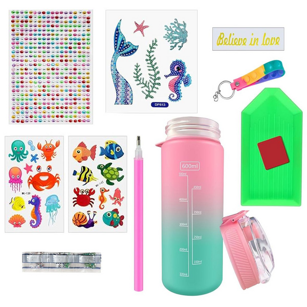 Cart In Mart Decorate Your Own Water Bottle Kits For Girls, Mermaid Painting Crafts DIY